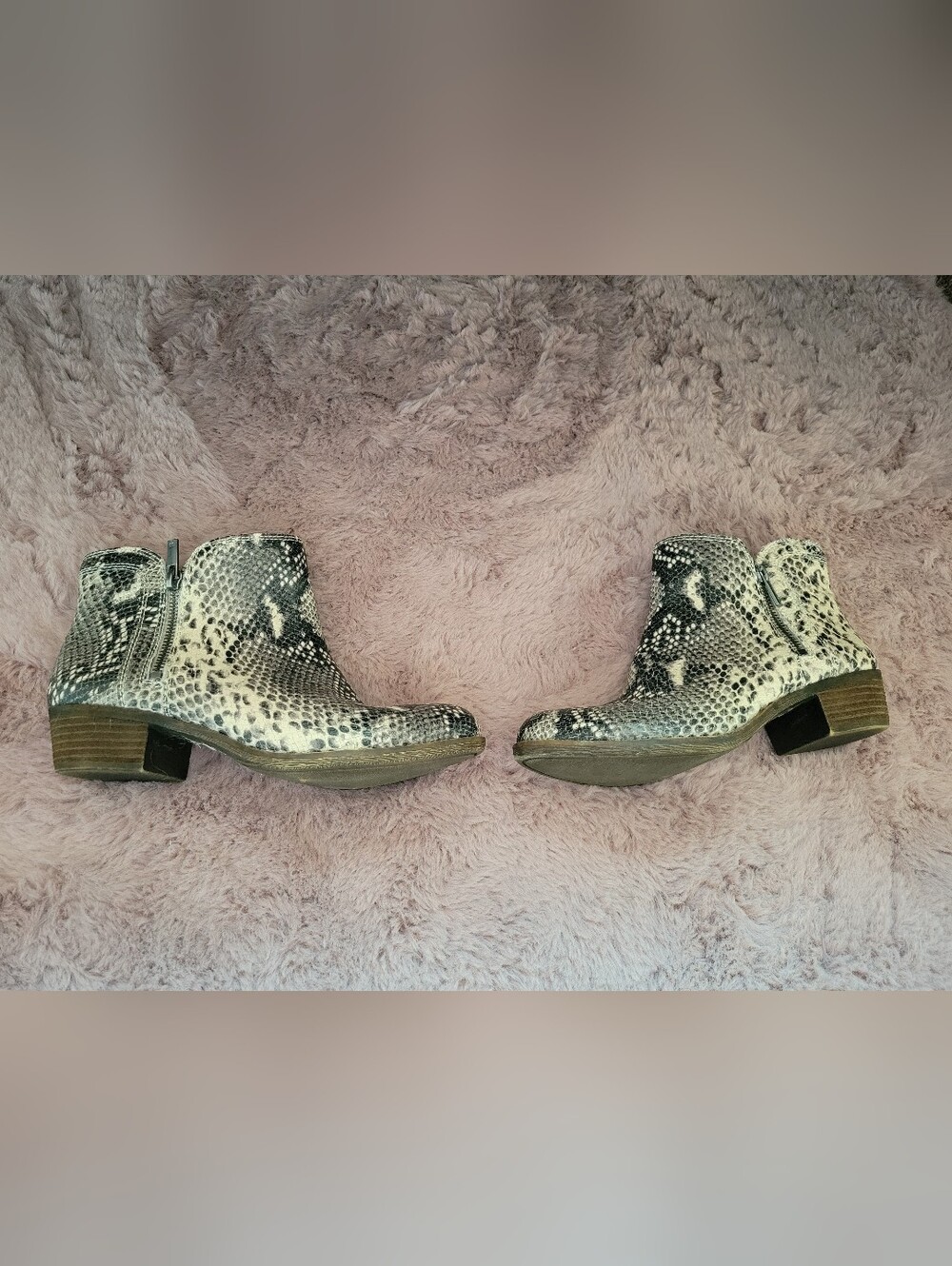 Lucky Brand Leather Snake-Print Double Zip Ankle Boots Booties Size 8 - "Breah" - Picture 3 of 8